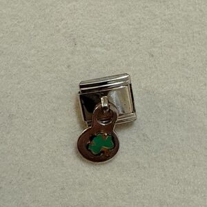 Silver and Green Clover Charm link